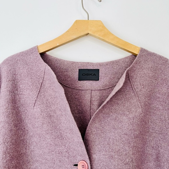 OSKA Lilac Purple Boiled Wool Cropped Oversized Lagenlook Jacket UK 18 - Picture 2 of 14